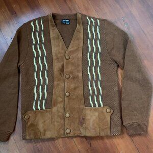 Vintage 60s suede wool cardigan